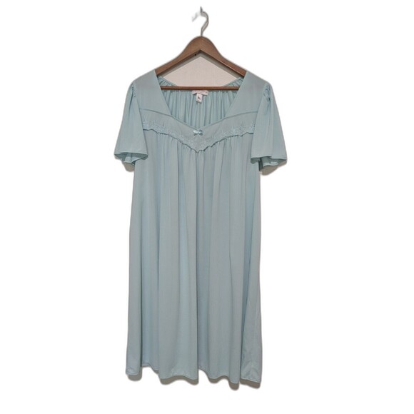 Miss Elaine Other - Miss Elaine Classics Women's XL Nylon Light Blue Nylon Tricot Nightgown Emb